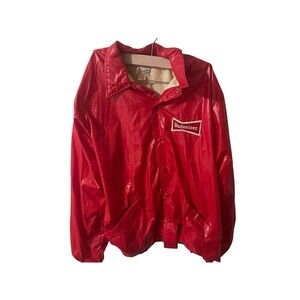 Vintage Swingster Budweiser Windbreaker Jacket Red Snap Nylon Sz XL